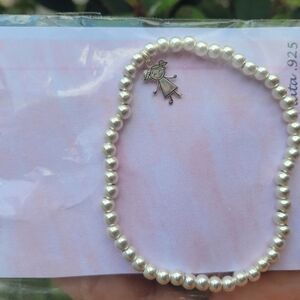 Silver Beaded Bracelet with Charm